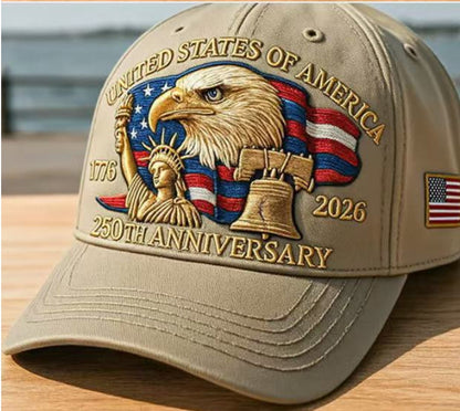 Bald Eagle United States Of America 250th Anniversary Embroidered Cap