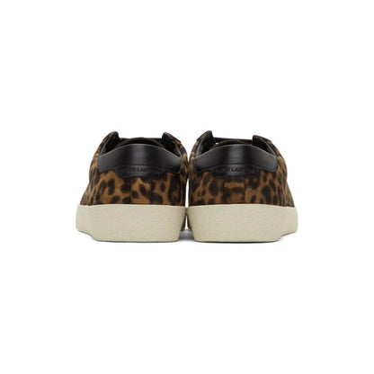 Men's Saint Laurent Court Classic SL06 Brown Suede Leopard Sneakers