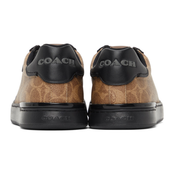 Men's Coach Clip Low-Top Skateboard Black Brown Sneakers