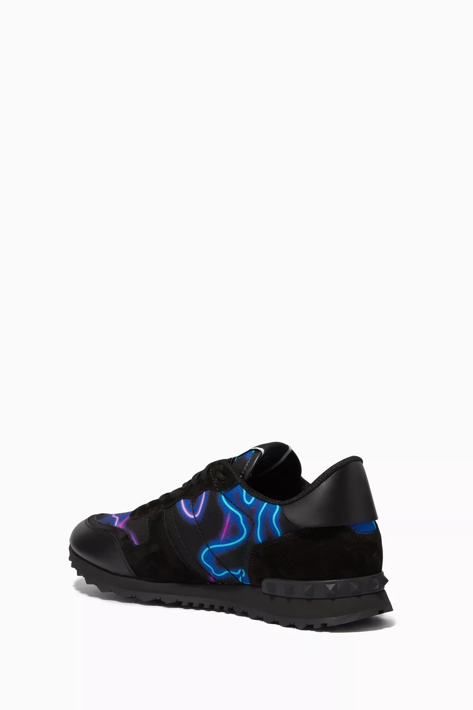 Men's Valentino Camo Rock Runners Neon Sneakers