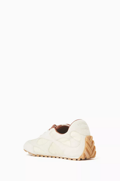 Men’s Bottega Veneta Orbit Flash Suede-Trimmed White Sneakers