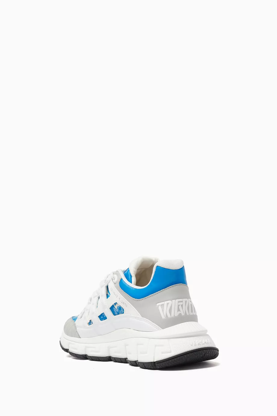 Men's Versace Men's Trigreca Lace Up Barocco Print White Blue Sneakers