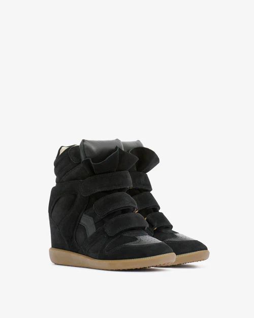 Men's Isabel Marant Bekett Hidden Wedge High Top Black Sneakers