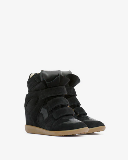Men's Isabel Marant Bekett Hidden Wedge High Top Black Sneakers