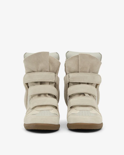 Men's Isabel Marant Bekett Hidden Wedge High Top Beige Sneakers
