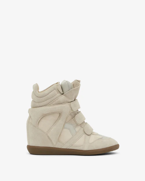 Men's Isabel Marant Bekett Hidden Wedge High Top Beige Sneakers