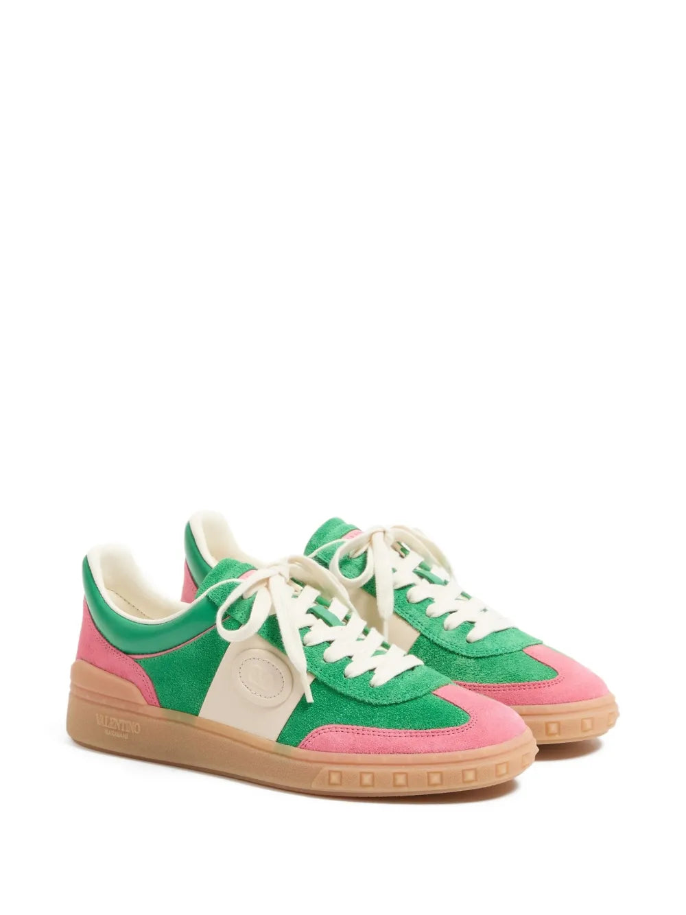 Men's Valentino Garavani Baskets Upvillage Green Pink White Sneakers