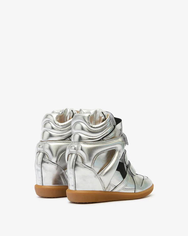 Men's Isabel Marant Bekett Hidden Wedge High Top Gun Metal Sneakers