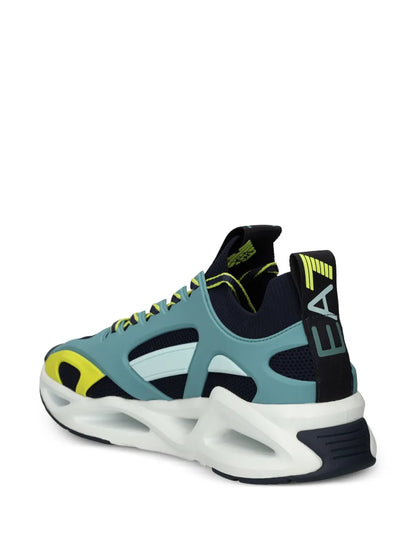 Men's Ea7 Emporio Armani Sneakers With Mesh Panels Teal Sneakers