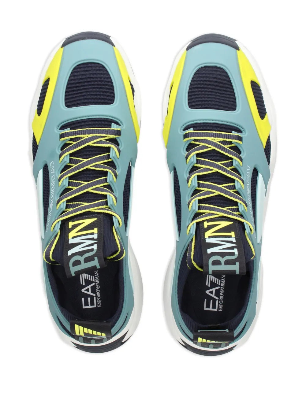 Men's Ea7 Emporio Armani Sneakers With Mesh Panels Teal Sneakers