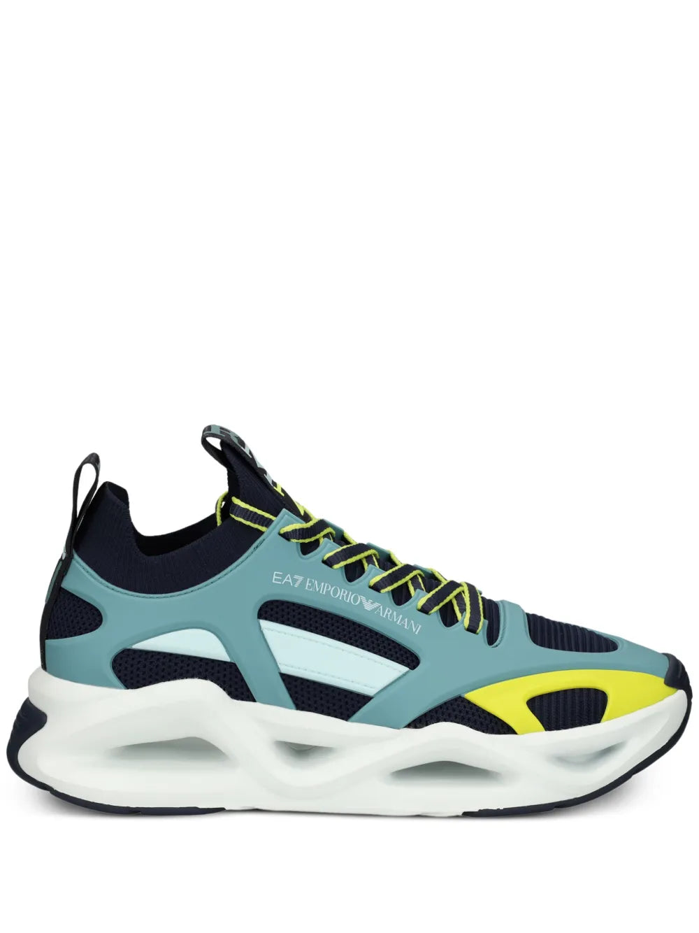 Men's Ea7 Emporio Armani Sneakers With Mesh Panels Teal Sneakers