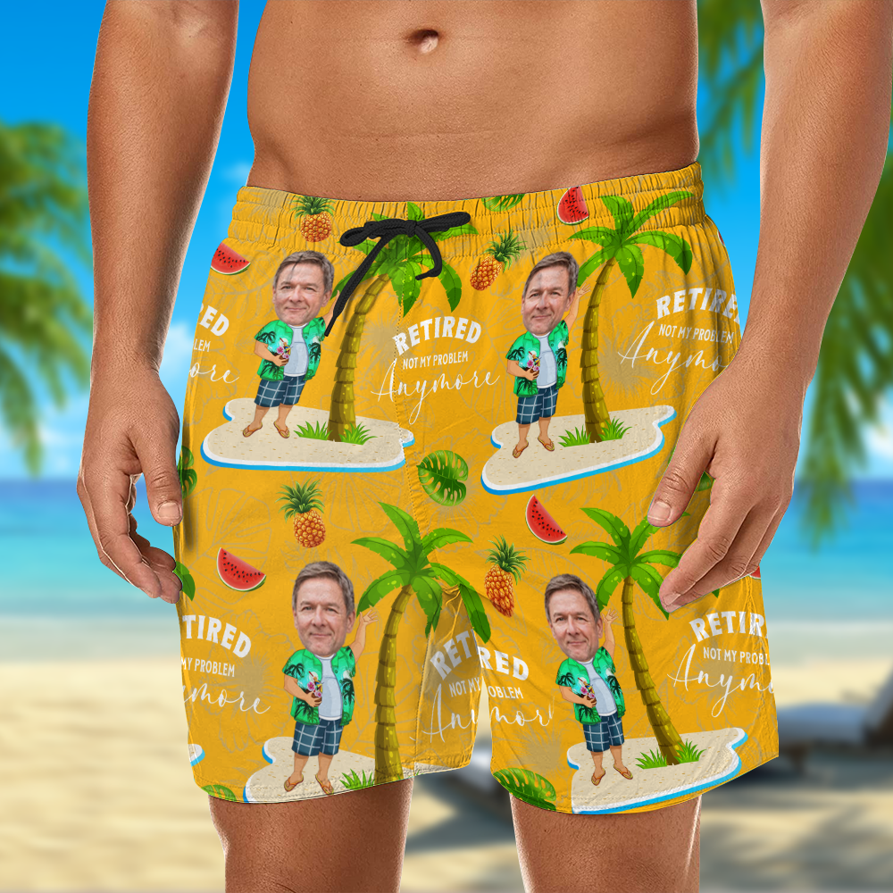 Custom Face All Over Print Beach Short Personalized Retirement Gift for Dad