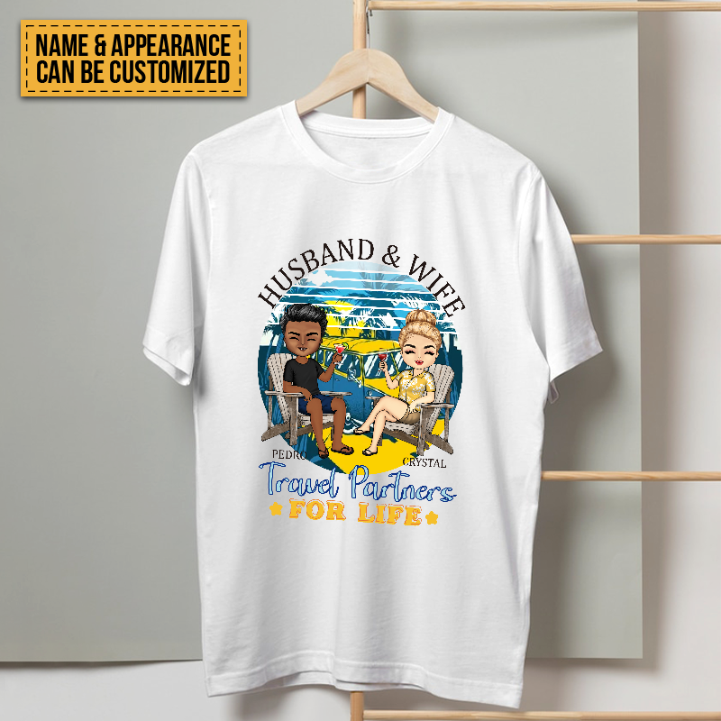 Husband And Wife Travel Partners For Life - Beach Couple T-shirt - Gift For Couples