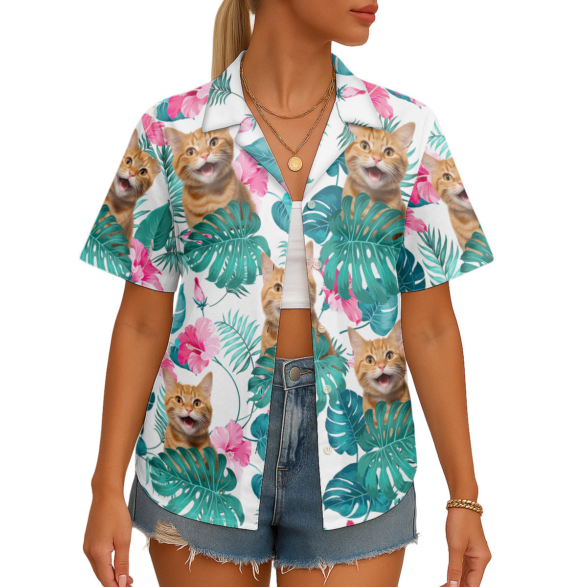 Custom Pet Photo Flowery - Personalized Customized Hawaiian Shirt - Lovely Gift For Pet Lovers