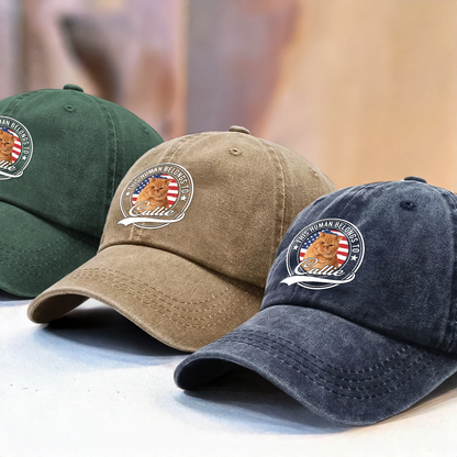 Custom Photo Human Belongs To Dog Cat Pet Washed Denim Baseball Cap