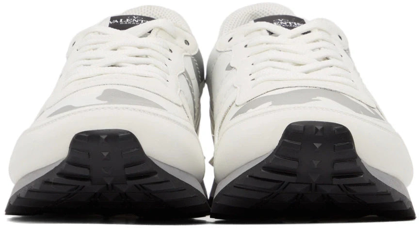 Men's Valentino Camo Rock Runners White & Silver Sneakers