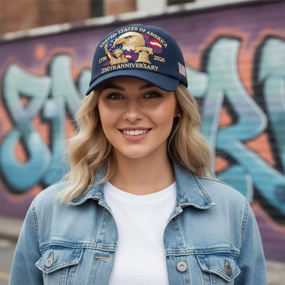 Bald Eagle United States Of America 250th Anniversary Embroidered Cap