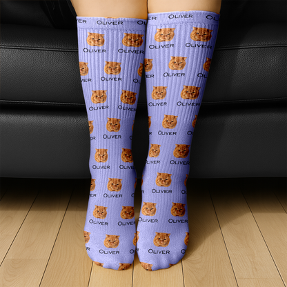 Custom Pet Portrait Socks ? Personalized Dog/Cat/Person Photo & Name Gift