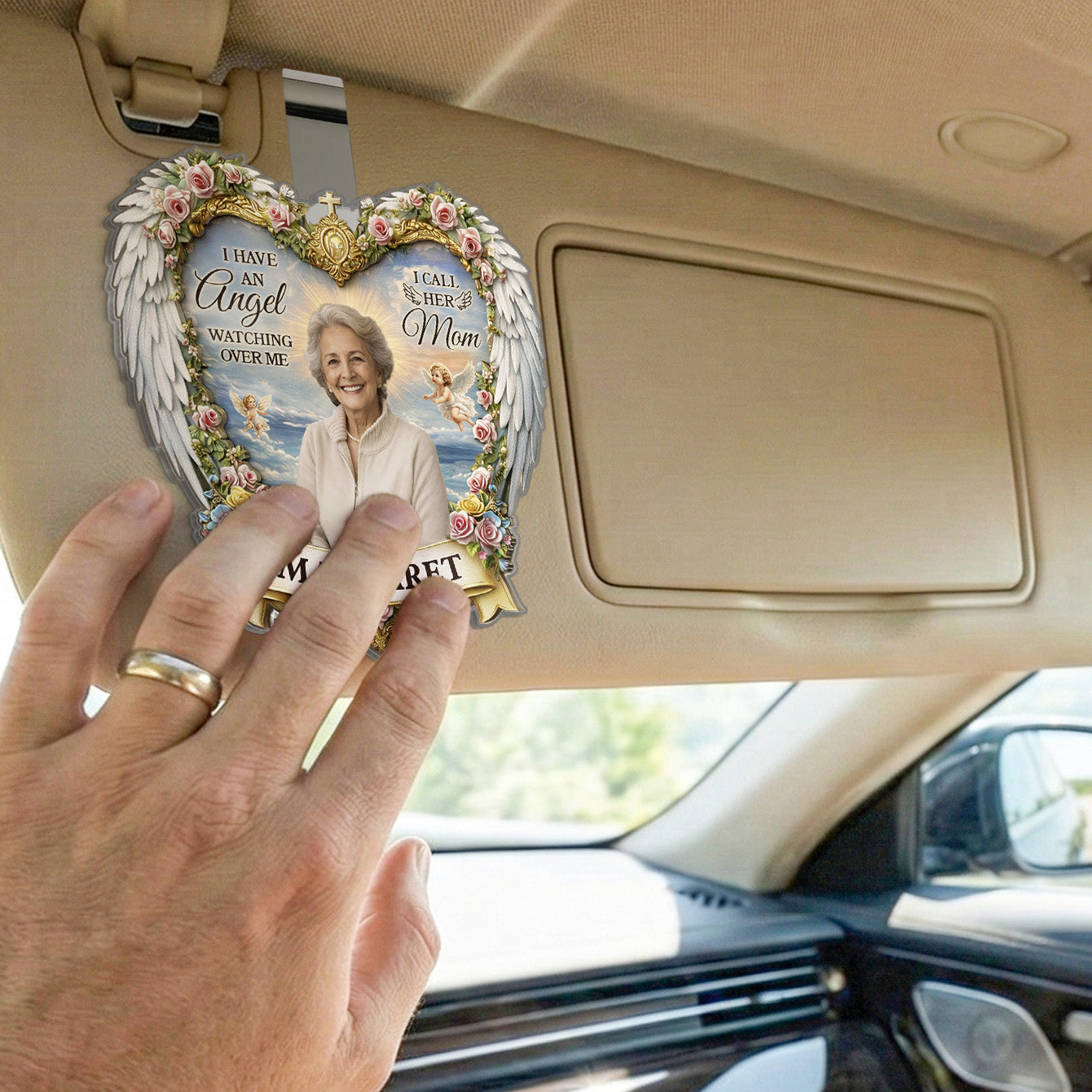 Custom Photo I Have An Angel Watching Over Me - Personalized Car Visor Clip - Meaningful Gift For Mom, Grandma