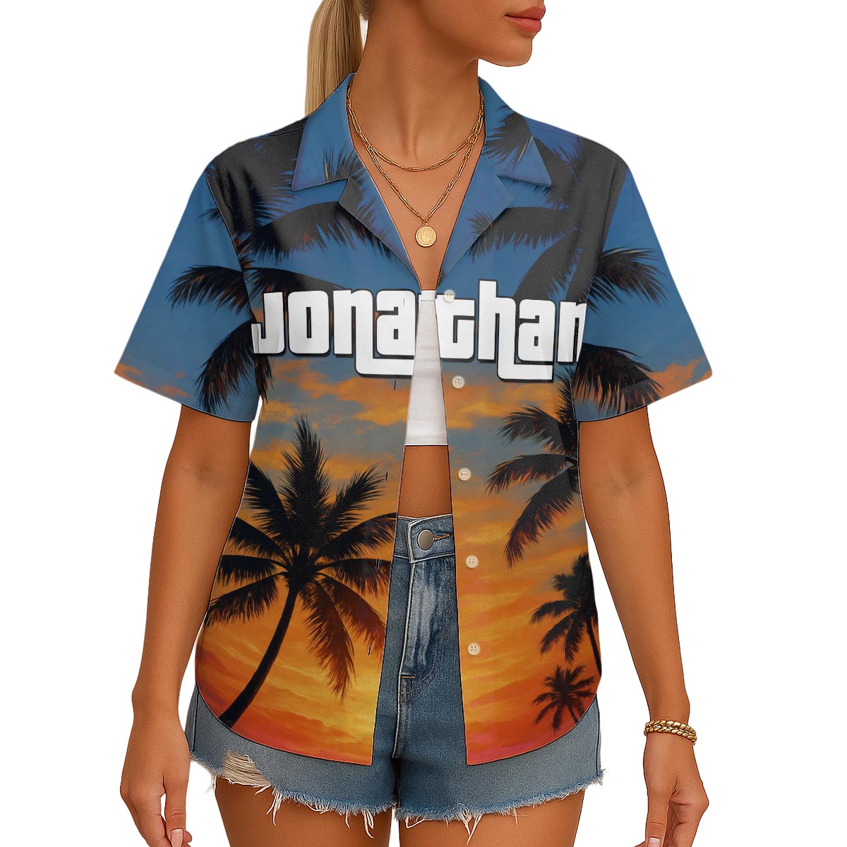 Custom Photo Sunset Tropical  - Personalized Customized Hawaiian shirt
