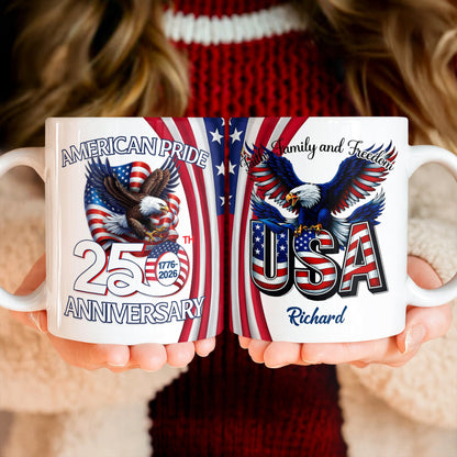 Custom Name American Pride Patriotic 250th Anniversary Eagle Mug