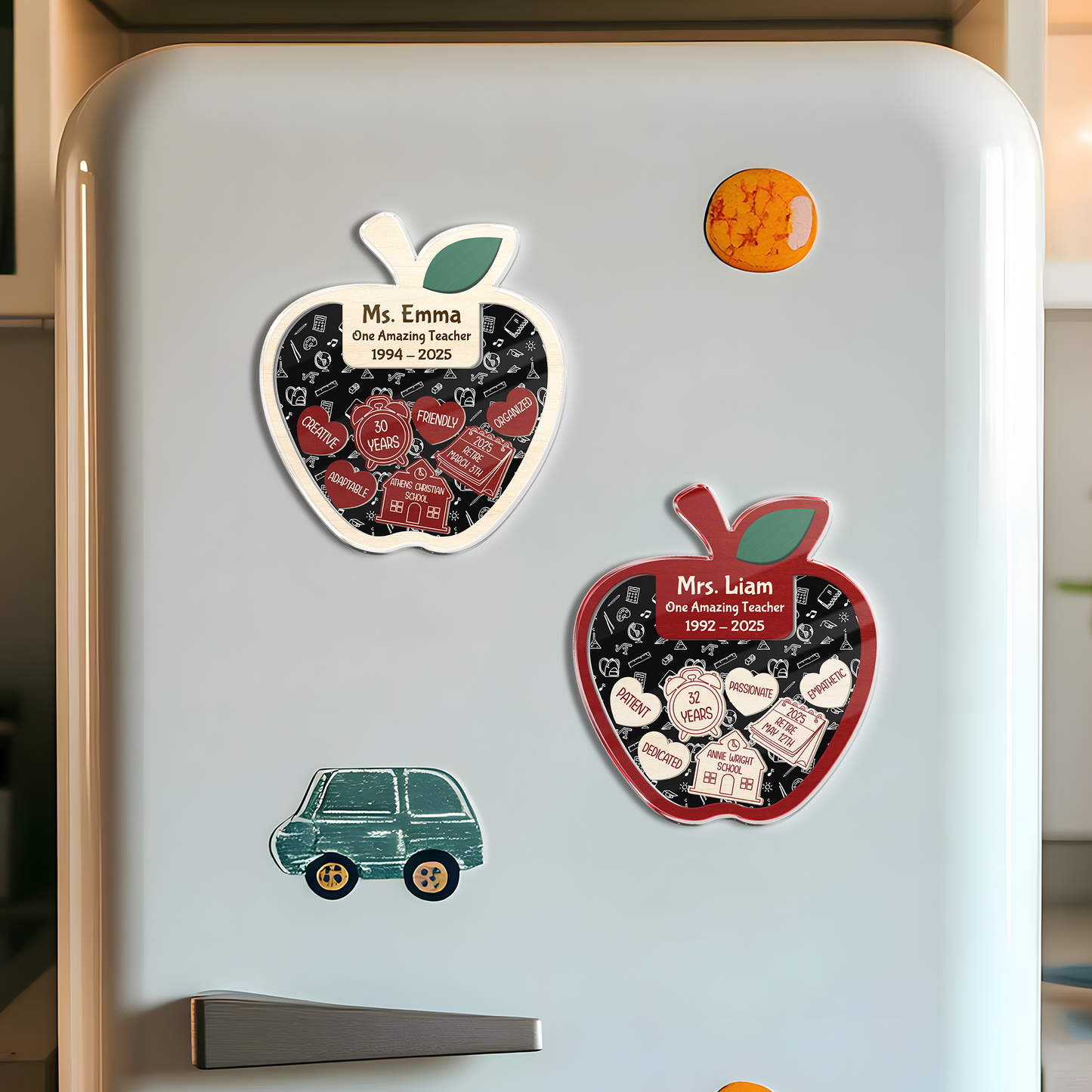 Personalized  Teacher Retirement Acrylic Apple Shaking Magnet Gift From Student