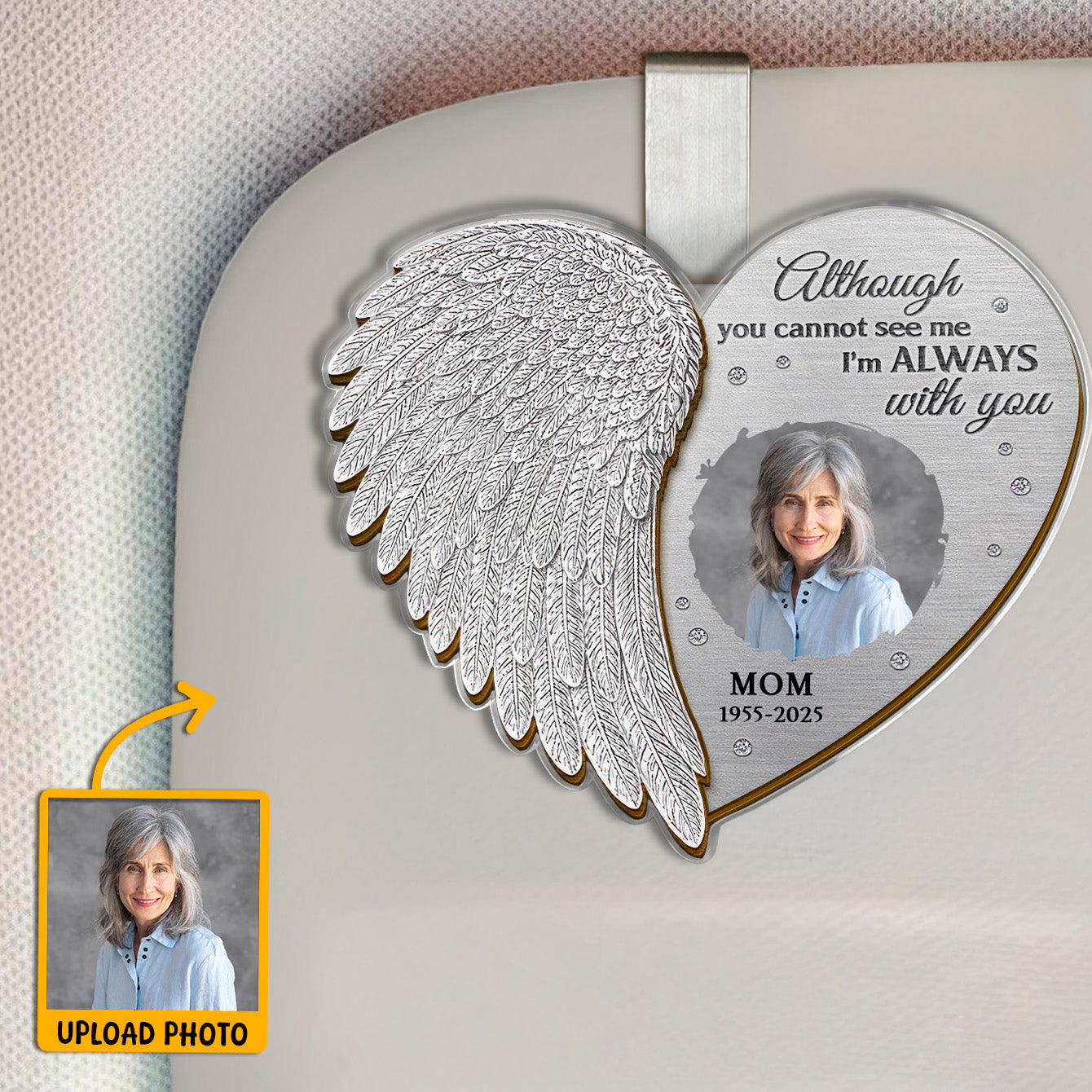 Custom Photo Memorial I'm Always With You - Personalized Car Visor Clip - Meaningful Gift For Family Members, Grandma, Grandpa