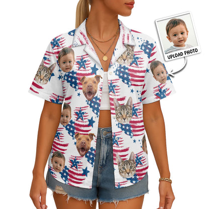 Custom Photo With Beloved Ones American Theme - Personalized Customized Hawaiian shirt