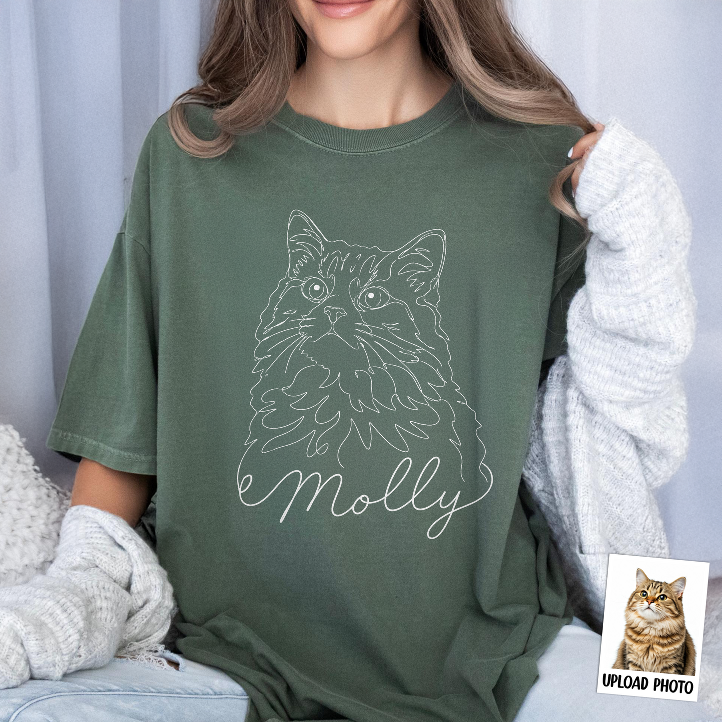 Custom Dog Cat Photo Portrait Line Art Shirt - Personalized Pet Lover Gift