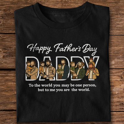 Custom Portrait Photo Happy Father's Day Dad With Kid Embroidered Shirt