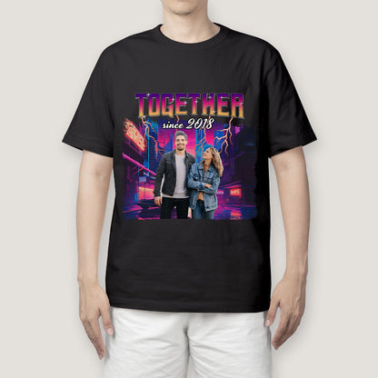 Custom Photo Personalized T Shirt - Together Since Hip Hop Retro Style - Birthday, Anniversary Gift For Couple