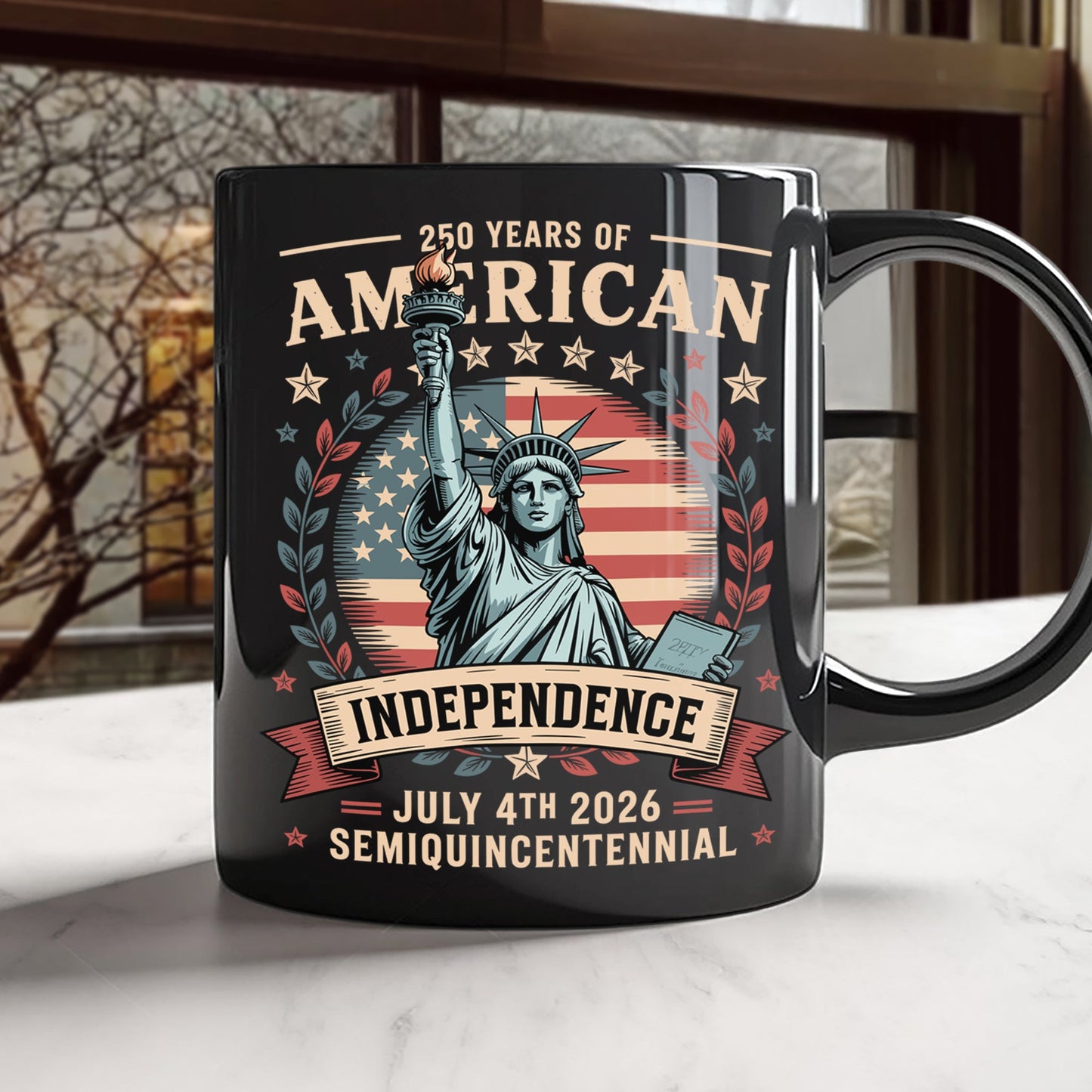 250 Year Of American Independence Black Mug