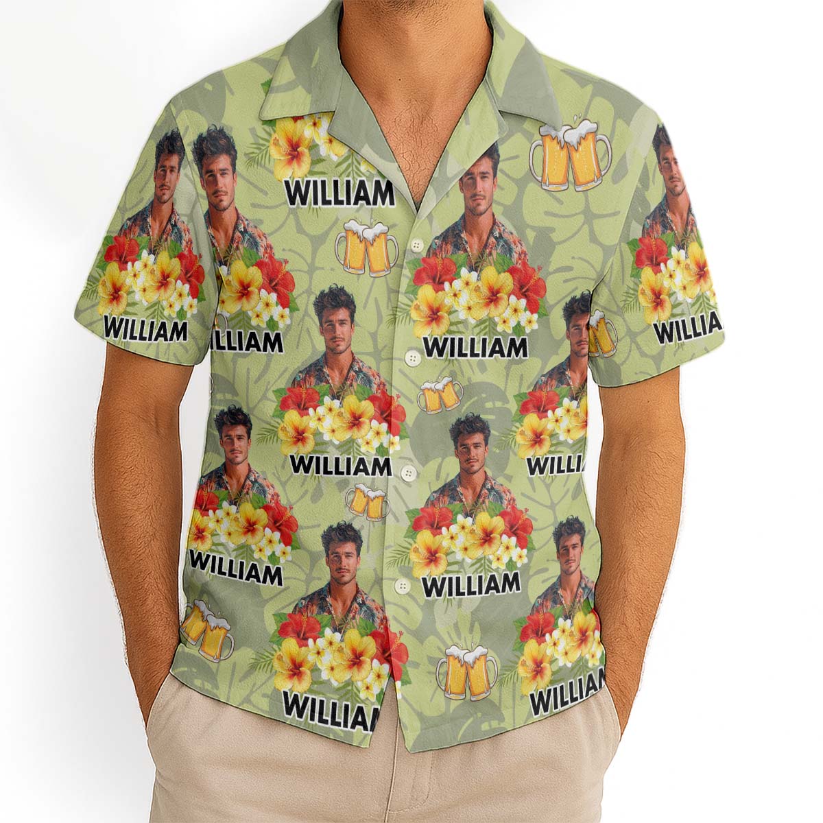 Custom Photo Drinkin' & Cheerin' - Personalized Customized Hawaiian Shirt