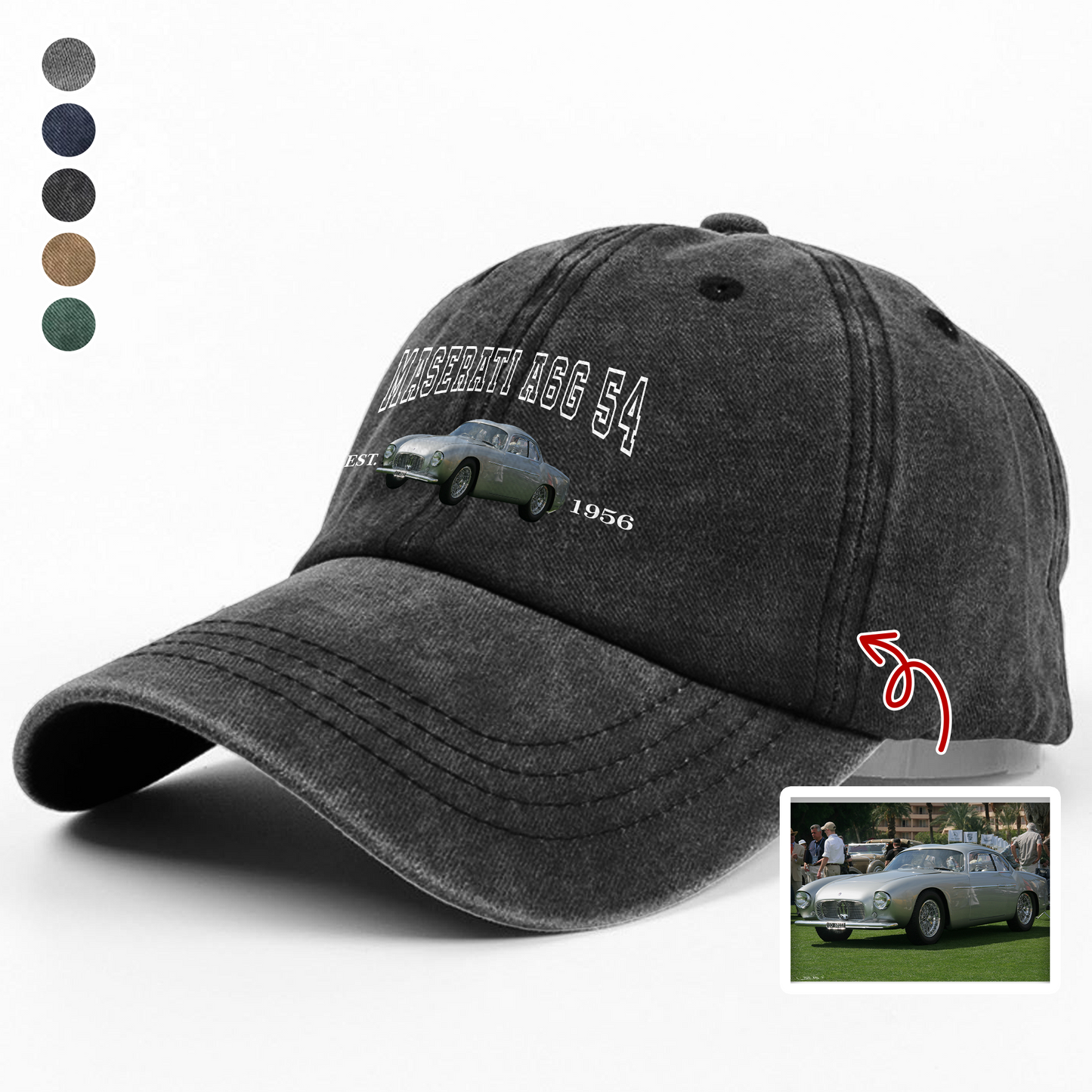 Custom Car Photo Personalized Washed Denim Baseball Cap