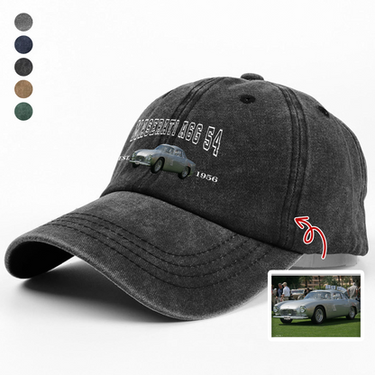 Custom Car Photo Personalized Washed Denim Baseball Cap