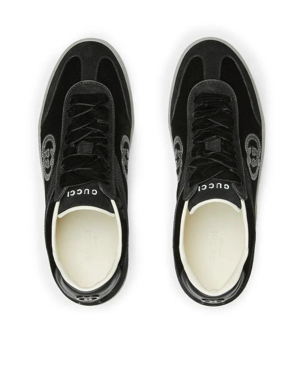 Men's Gucci G75 Logo-Appliquéd Leather-Trimmed Suede Black Sneakers