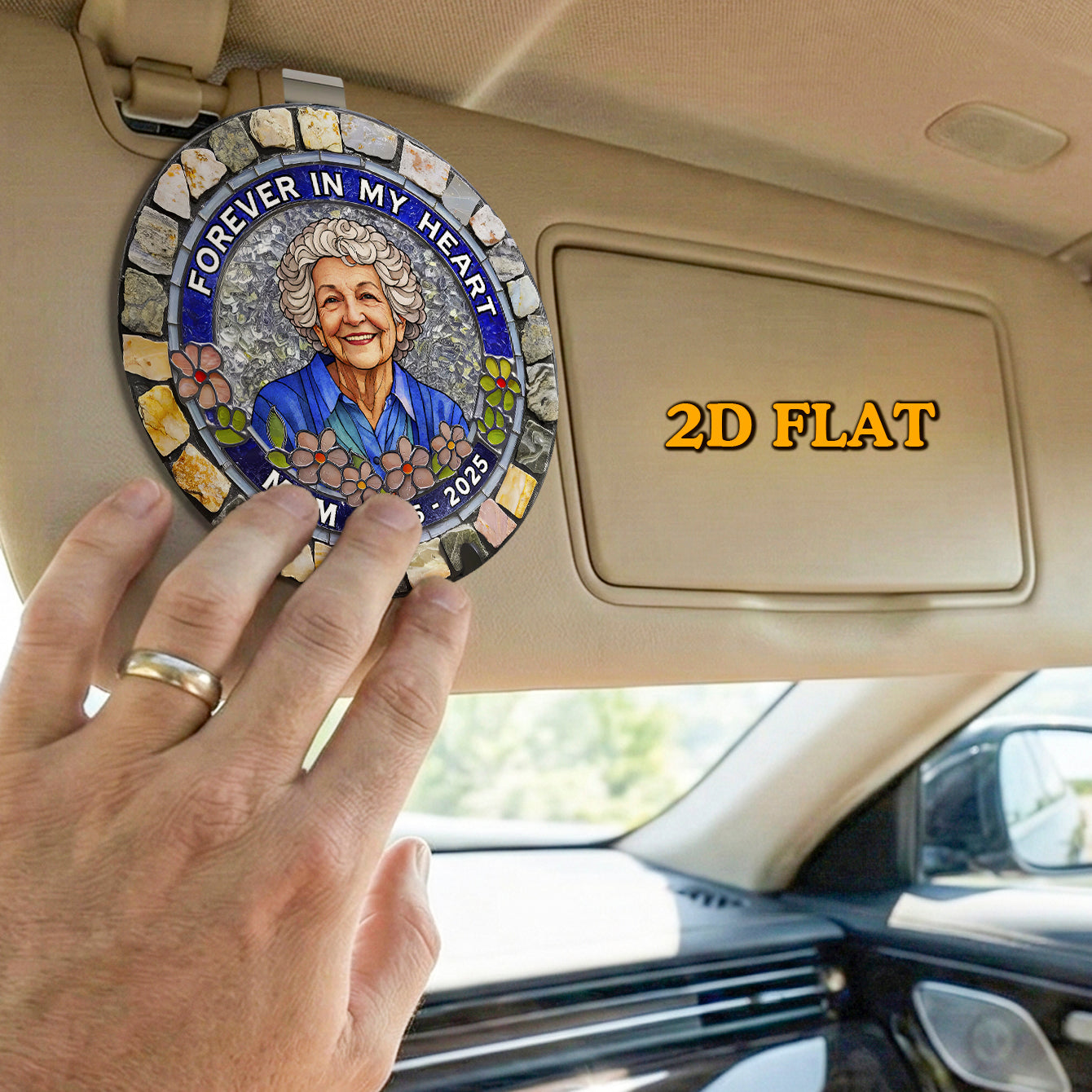 Custom Photo Forever In My Heart - Personalized Car Visor Clip - Meaningful Gift For Family Members, Grandma, Grandpa