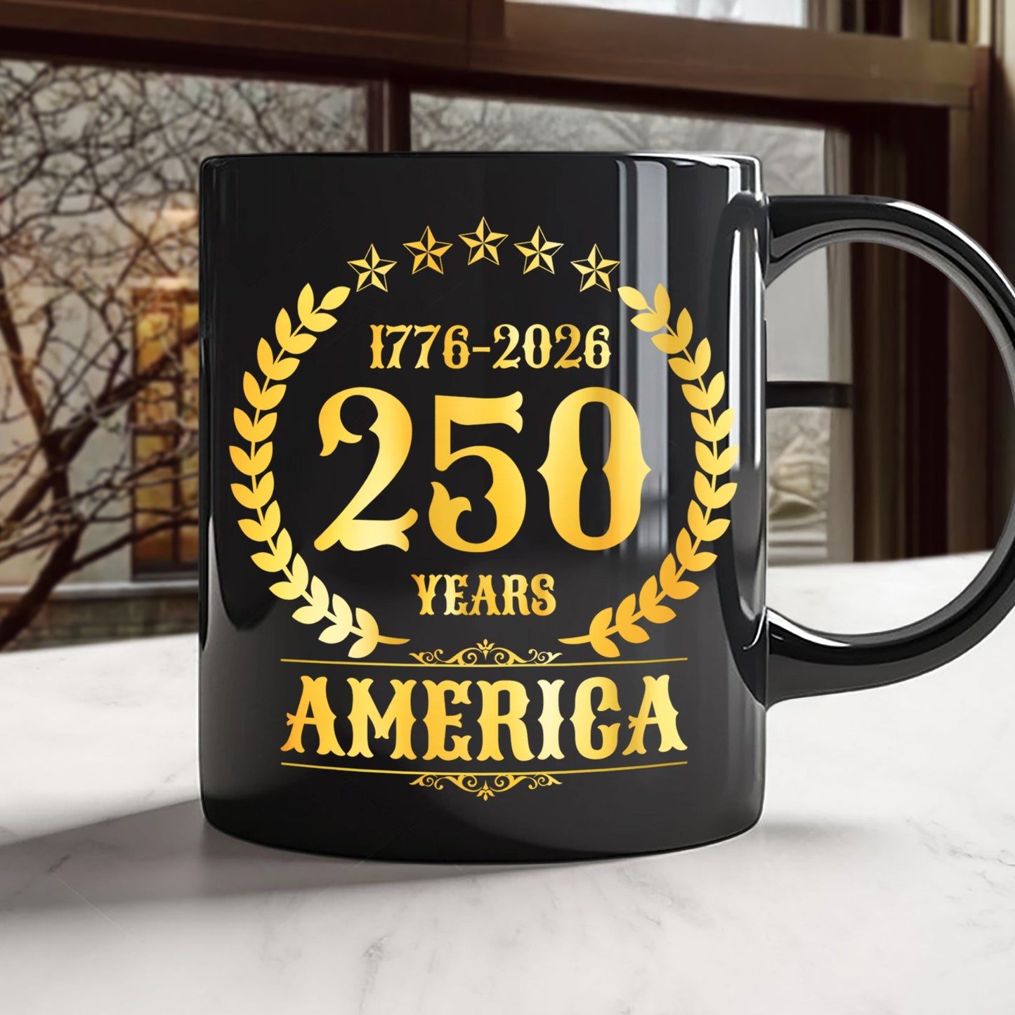 America 250 Years America 250th Anniversary Black Mug