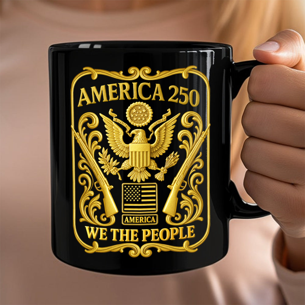 1776 - 2026 America 250th Anniversary Black Mug
