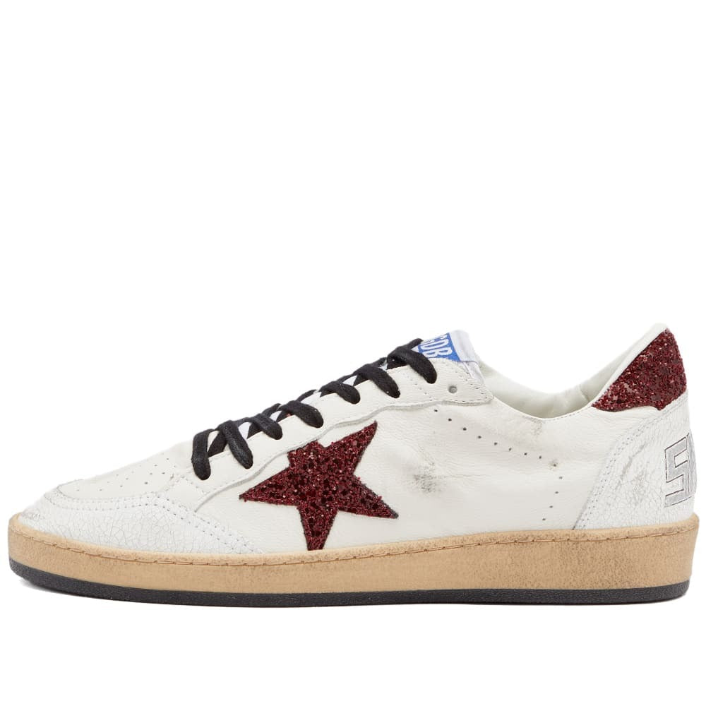 Men's Golden Goose Ball Star Gold Laminated White Bordeaux Sneakers