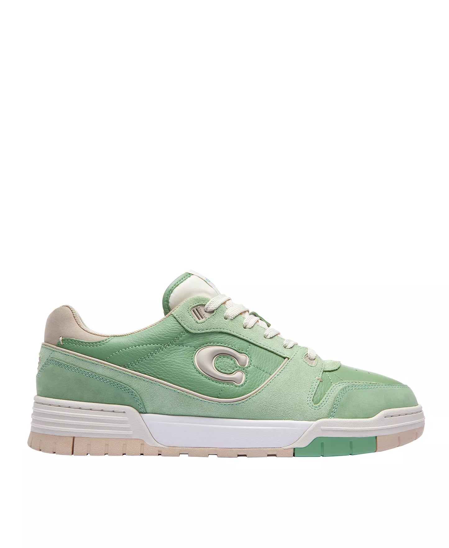 Men's COACH SoHo Leather Lace-Up Casual Green Sneakers