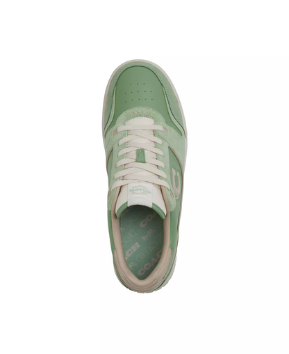 Men's COACH SoHo Leather Lace-Up Casual Green Sneakers