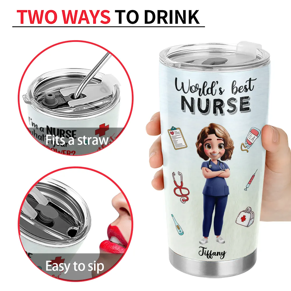 3D Effect World's Best Nurse - Personalized Tumbler