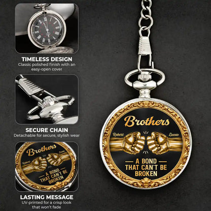 3D Metal Effect Brothers A Bond That Can't Be Broken - Personalized Pocket Watch