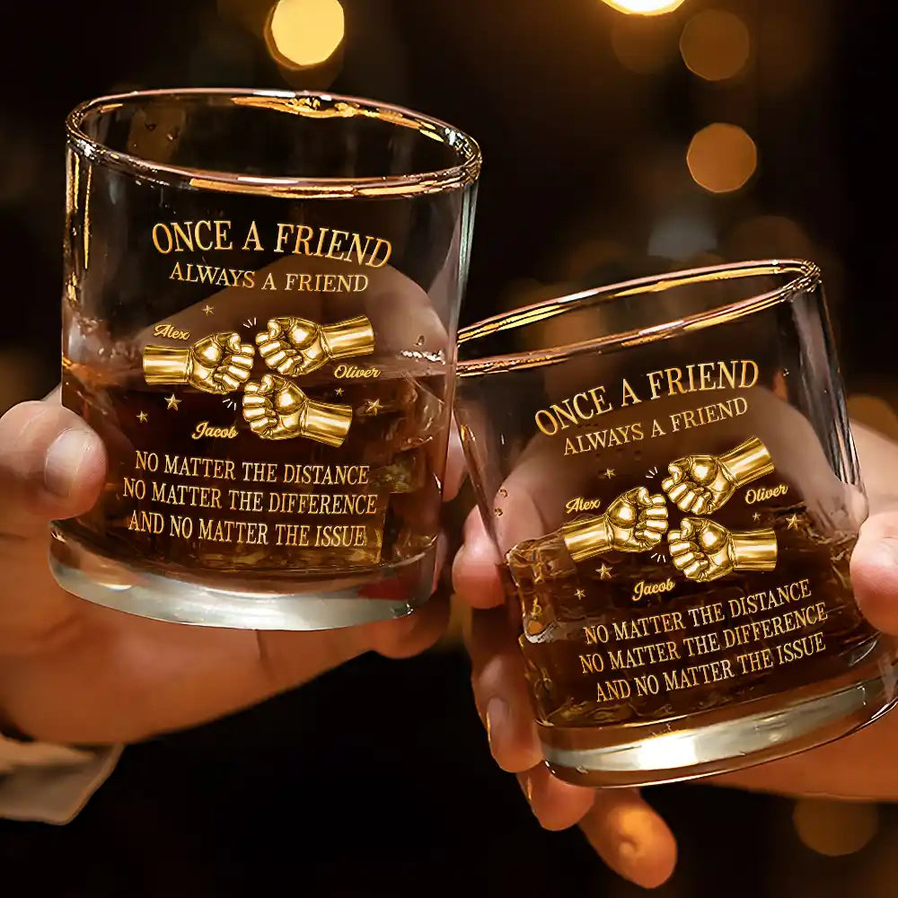 3D Metal Effect Once A Brother Always A Brother - Personalized Whiskey Glass