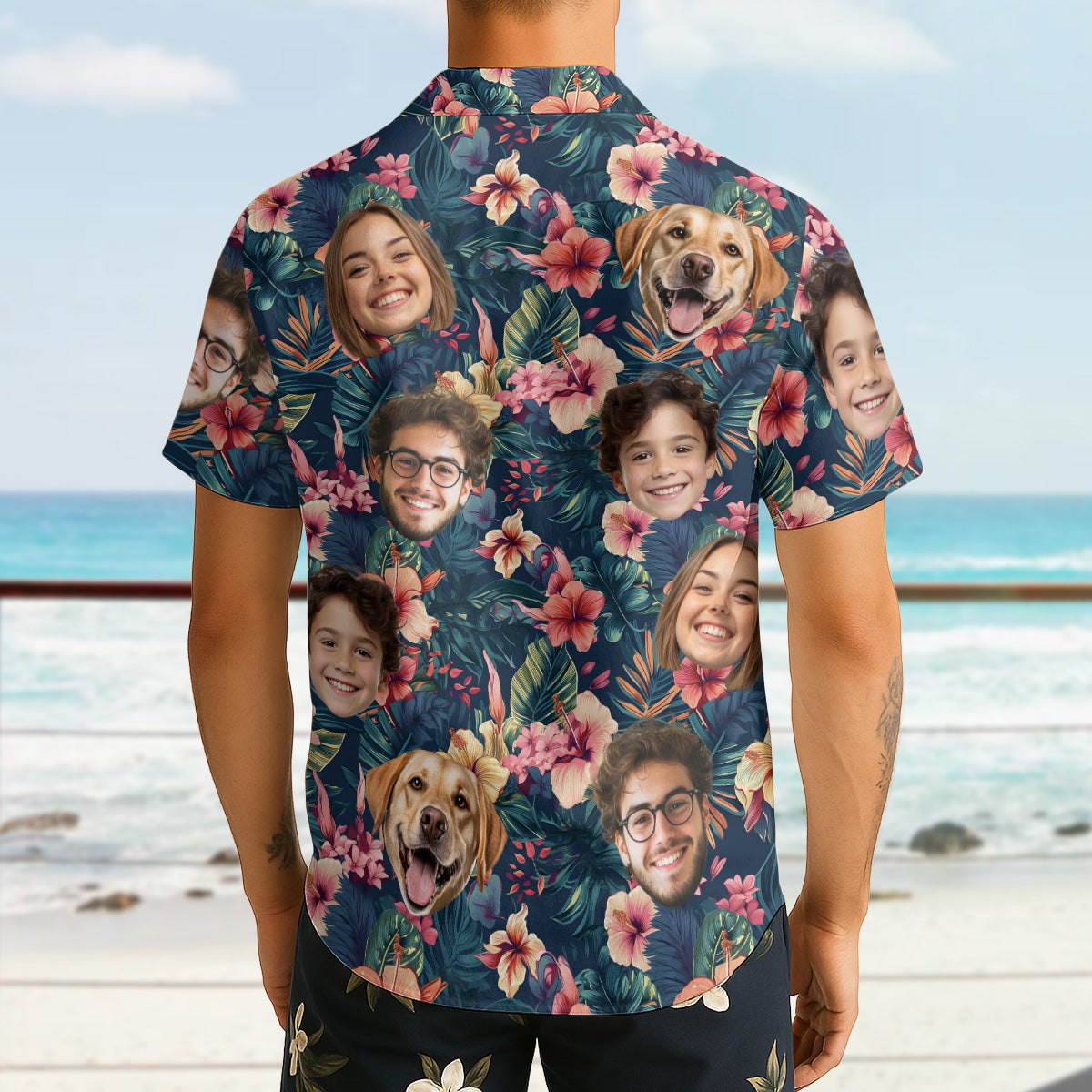 Custom Photo With Beloved Ones Tropical - Personalized Customized Hawaiian shirt