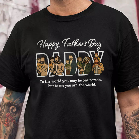 Custom Portrait Photo Happy Father's Day Dad With Kid Embroidered Shirt