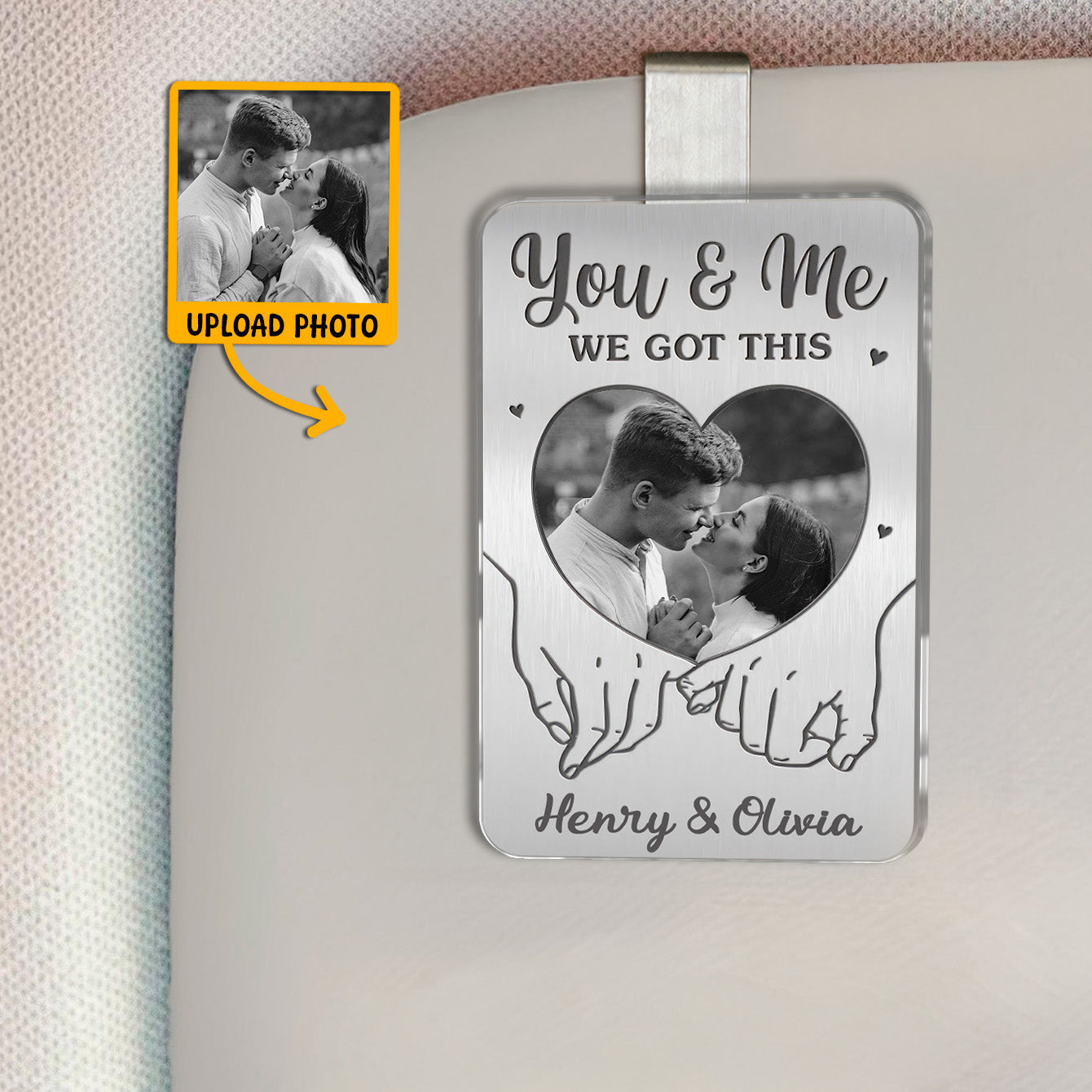 Custom Photo You And Me We Got This - Personalized Car Visor Clip - Special Gift For Couple, Him, Her