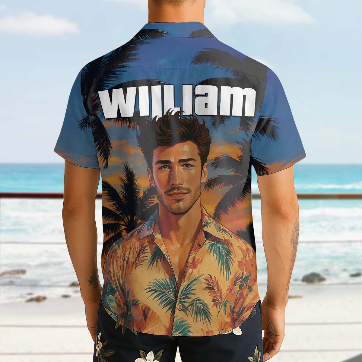 Custom Photo Sunset Tropical  - Personalized Customized Hawaiian shirt