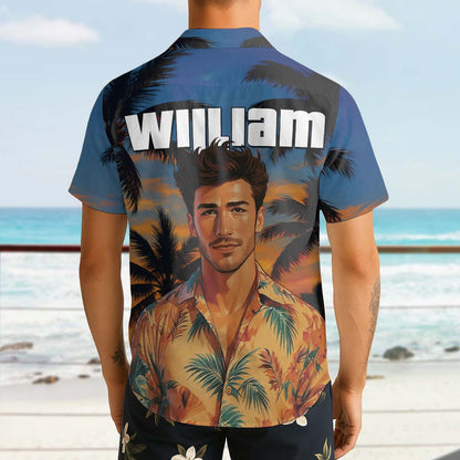 Custom Photo Sunset Tropical  - Personalized Customized Hawaiian shirt